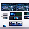 Multimedia Large Screen Projection Blackboard Screen Digital Large Screen Projection Curtain Big Data Screen 3d model