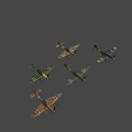 Detailed Green Military Fighter Aircraft With Cross Markings On Wings Propeller And Bombs