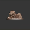 Brown Dog Shaped Cake With Fluffy Texture On Round Decorative Base 3d model