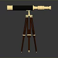 Telescope for Viewing Scenic Landscapes with Black Gold Design and Brown Tripod