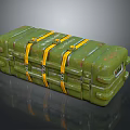 Green Military Style Storage Crate With Yellow Straps And Rustic Finish