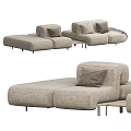 Light Beige Fabric Sectional Sofa With Cozy Cushions And Soft Throw Blanket 3d model