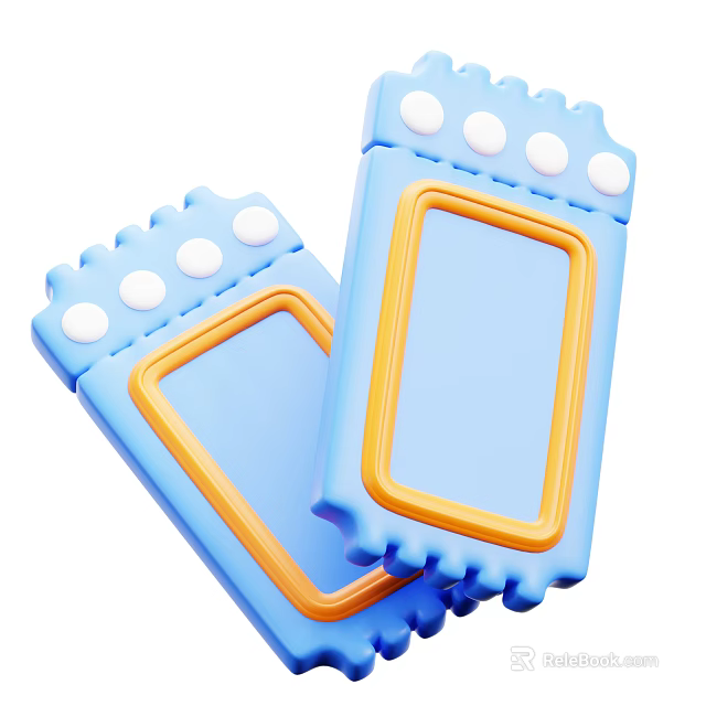 Two Piece Blue And Orange Decorative Ornament Set With White Dots Rectangular Frames 3d model 