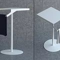 White Modern Corner Table With Round Base And Hanging Black Cloth 3d model