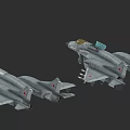 Two Gray Military Fighter Jets With Red Star Markings And Weapon Attachments 3d model