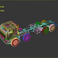 Green Military Truck Chassis with Multiple Wheels and Exposed Frame Structure