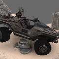 Rugged Off Road Vehicle Navigating Rocky Desert Terrain With Large Tires And Open Design