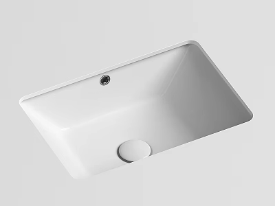 Sleek White Rectangular Ceramic Bathroom Sink With Single Drain Hole Design 3d model