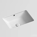 Sleek White Rectangular Ceramic Bathroom Sink With Single Drain Hole Design