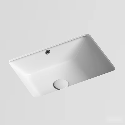 Sleek White Rectangular Ceramic Bathroom Sink With Single Drain Hole Design 3d model