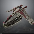 Red And White Spacecraft With Detailed Design For Interstellar Exploration
