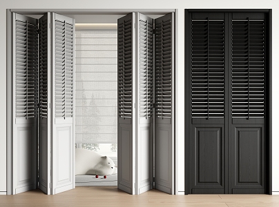 Middle ancient shutter folding door multi-link sliding door sliding door wooden door 3d model