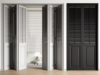 Middle ancient shutter folding door multi-link sliding door sliding door wooden door 3d model