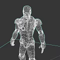 Black Armored Game Movie Character Mech Design With Glowing Chest Reactor And Eyes