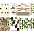 Creative Green Plant Wall Designs With Grid Patterns And Wooden Frames For Indoor Decoration