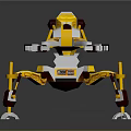 Yellow Mechanical Creature Character With Multi Legged Structure And Weapon 3d model