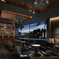 Modern Bar Interior Design With Stylish Counter Wine Racks And Ambient Lighting