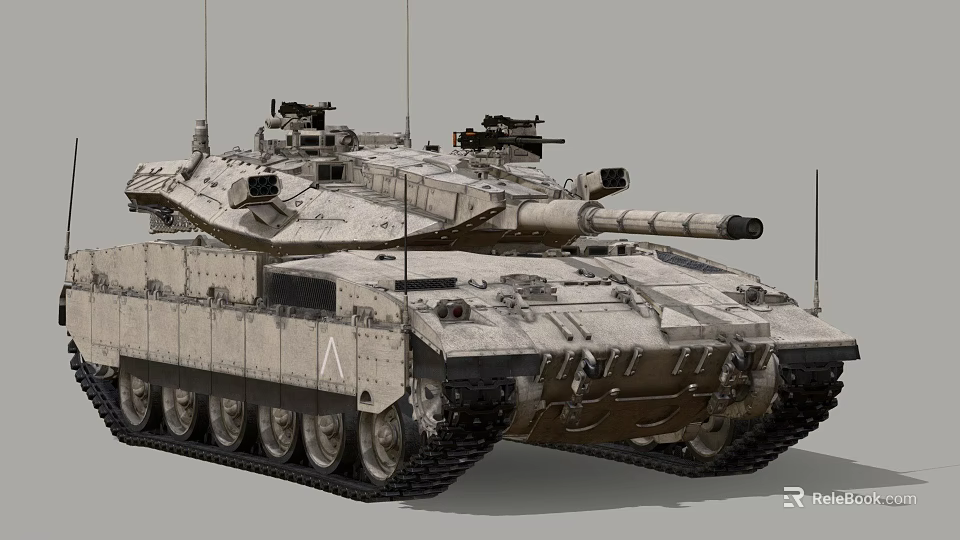 Modern Main Battle Tank With Desert Camouflage Turret Cannon Armor Plates And Track System 3d model 