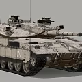 Modern Main Battle Tank With Desert Camouflage Turret Cannon Armor Plates And Track System