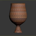 Artistic Orange Decorative Vase With Intricate Patterns And Pedestal Base 3d model
