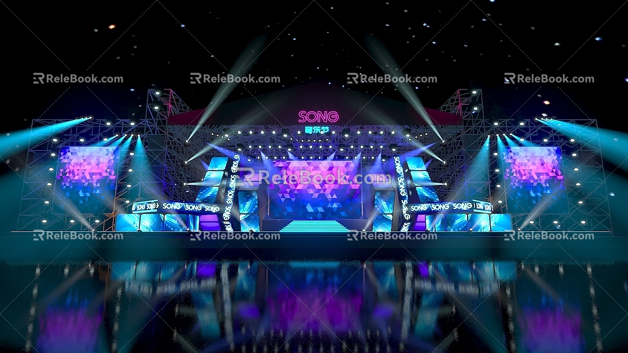 Concert dance magic cube video concert party public relations activities stage 3d model