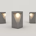 Modern Gray Geometric Concrete Floor Lamps With Illuminated Round Bulbs Design