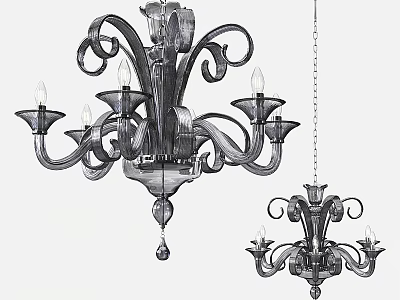 Elegant Classic Crystal Chandeliers With Curved Decorative Arms And Candle Style Lights 3d model