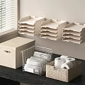 Wicker Storage Baskets With Wire Mesh Containers And Wall Mounted Organizers For Toilet Paper Rolls
