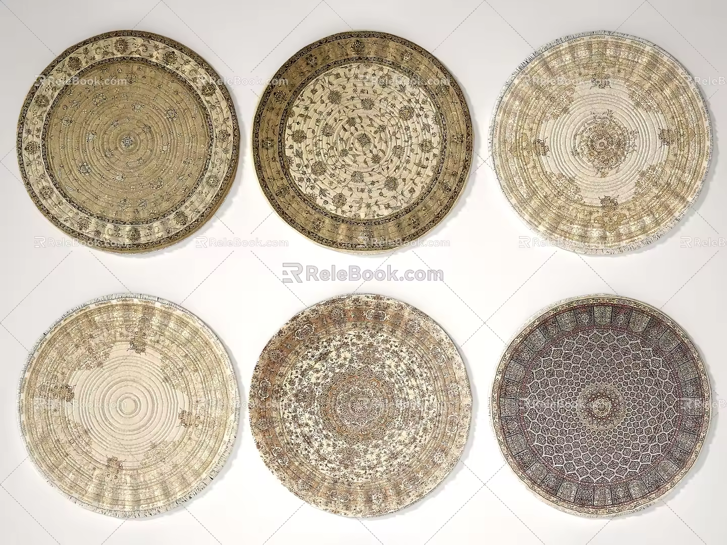 Nordic Round Carpet Bedroom Living Room Textured Carpet 3d model