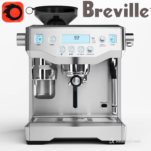 Stainless Steel Automatic Espresso Machine With Digital Display And Built In Grinder As Kitchen Appliance 3d model 