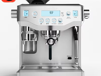 Stainless Steel Automatic Espresso Machine With Digital Display And Built In Grinder As Kitchen Appliance 3d model