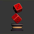 Two Red Dice Neatly Stacked On Colorful Chips As Decorative Home Living Accessories