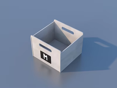White Storage Box with Handles and M Logo for Home Organizing Essentials 3d model