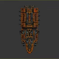 Futuristic Orange Sci Fi Spaceship With Multiple Cannons And Mechanical Details