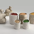 Assorted Colored Grains in Burlap Bags as Practical Household Supplies