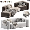 Comfortable Sectional Sofa With Pillows Blanket And Multiple Color Options 3d model