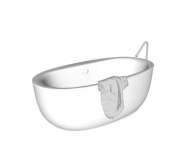 Modern Freestanding White Bathtub With Hanging Towel And Smooth Surface 3d model