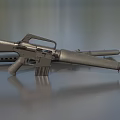 Two Metal Military Rifles With Detachable Magazine On Gray Surface