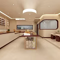 Spacious Dessert Shop Interior With Display Cases Shelves And Fresh Dessert Displays