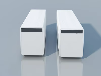 Modern White Hinged Doors With Smooth Surface And Black Bottom Trim 3d model
