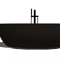 Modern Sleek Beige Freestanding Bathtub With Black Faucet And Minimalist Design