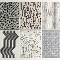Modern Square Rugs With Various Geometric Patterns In Black White Gray Tones 3d model
