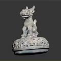 Traditional Chinese Decorative Ornament Set With Mythical Qilin Figurine And Intricate Carved Base