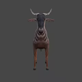 Realistic Wildebeest With Curved Horns Shaggy Mane And Textured Body