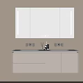 Modern Bathroom Vanity With Large Mirror Double Sinks And White Cabinet 3d model