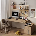 Silent Wind Desk Office Desk Computer Hole Board Storage Rack 3d model