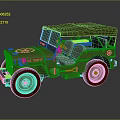 Green US Military Jeep With Canvas Top Brown Seats And Star Logo