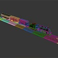 Vintage Steam Train With Green Locomotive Red Carriages Lit Windows And Gravel Railway Track