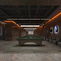 Modern Billiard Room Interior With Billiard Tables Ceiling Design Lighting And Bar Counter