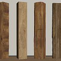Natural Stone Wood Textured Columns With Different Finishes Arranged In Row